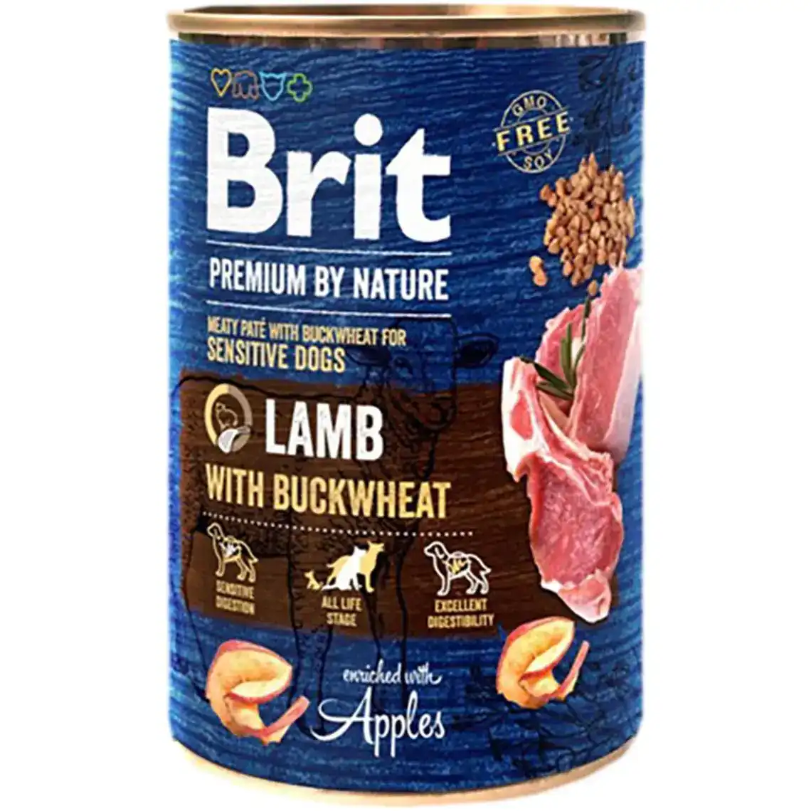 Консервований корм для собак Brit Premium by Nature з гречкою і ягням 400 г