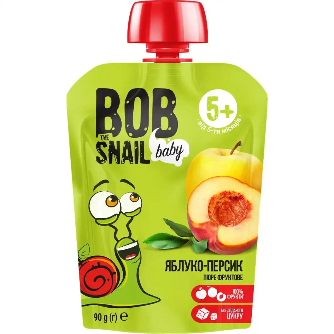 Пюре Bob Snail для дітей від 5 місяців яблуко-персик 90 г 