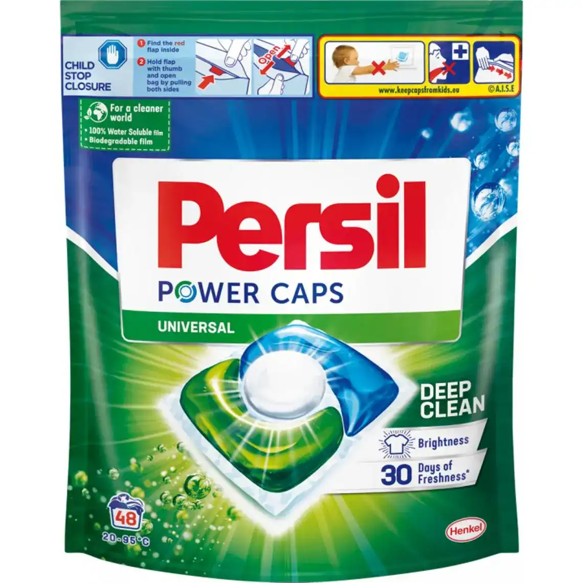Фото 1 - Засіб миючий Persil Power Caps Universal Deep Clean Persil для прання білих та світлих речей у капсулах 48х15 г
