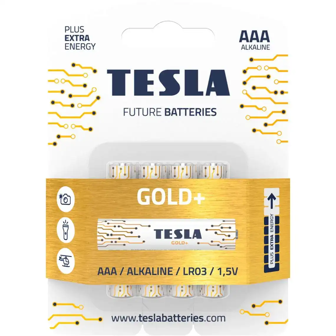 Батарейка Tesla  AAA Gold+ LR03 ALKALINE 1.5V 4 шт.