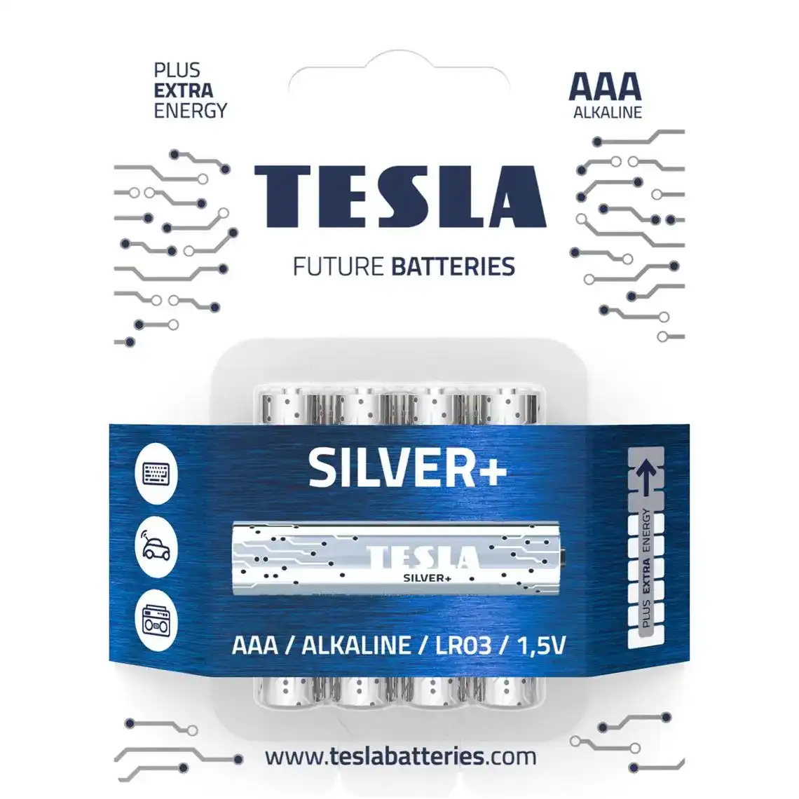 Батарейка Tesla AAA Silver+ Alcaline LR03 1.5V 4 шт.