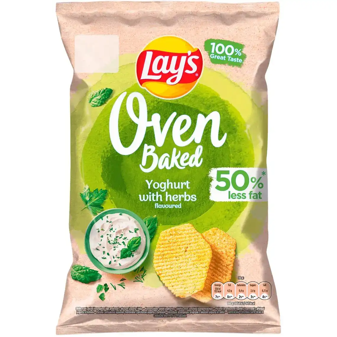 Чіпси Lay's Oven Baked картопляні запечені зі смаком йогурту з травами 110 г