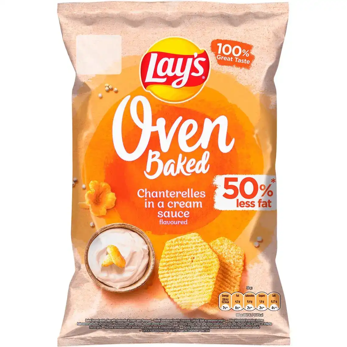 Чіпси Lay's Oven Baked картопляні запечені зі смаком лисичок у сметані 110 г