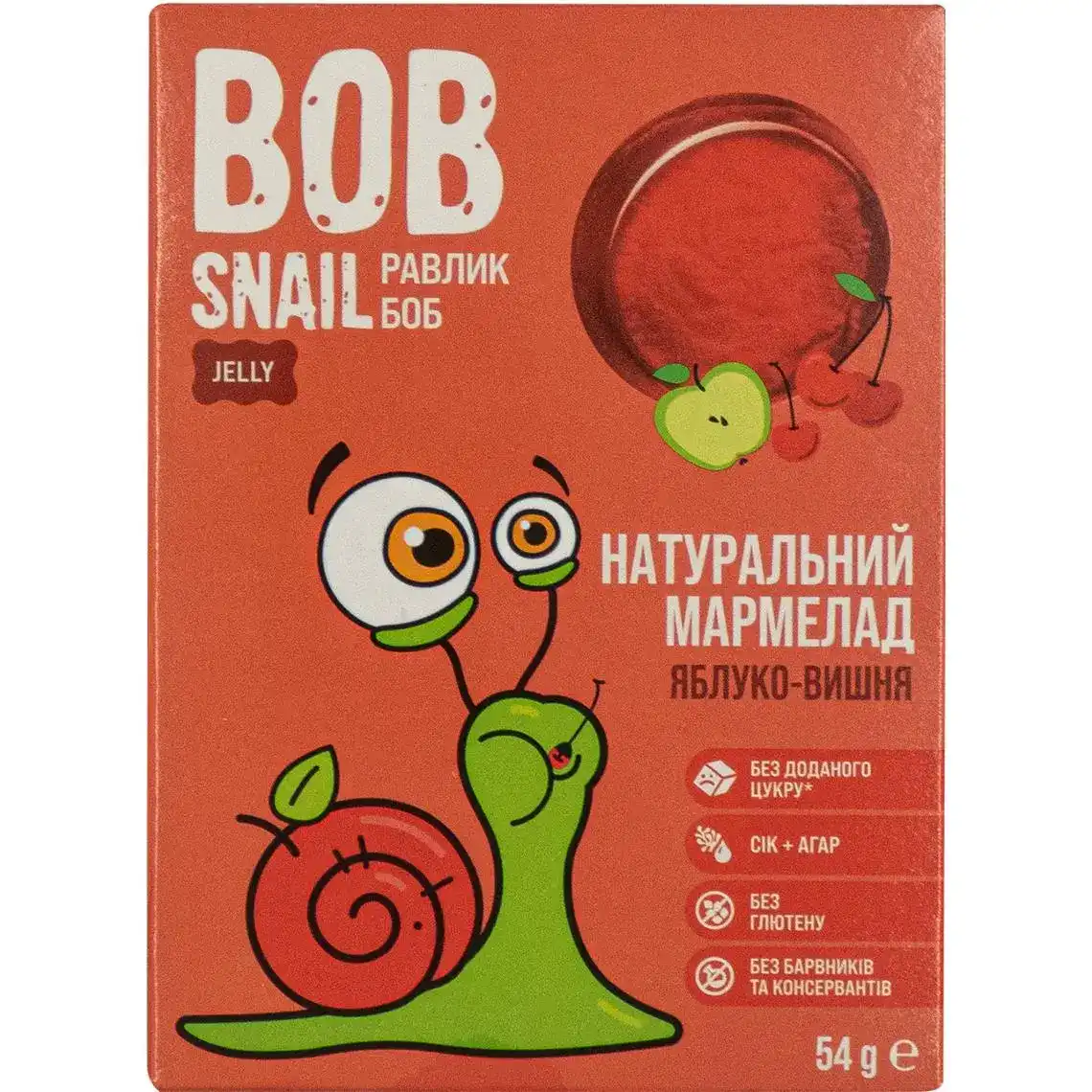 Фото 1 - Мармелад натуральний Bob Snail Яблуко-Вишня 54 г