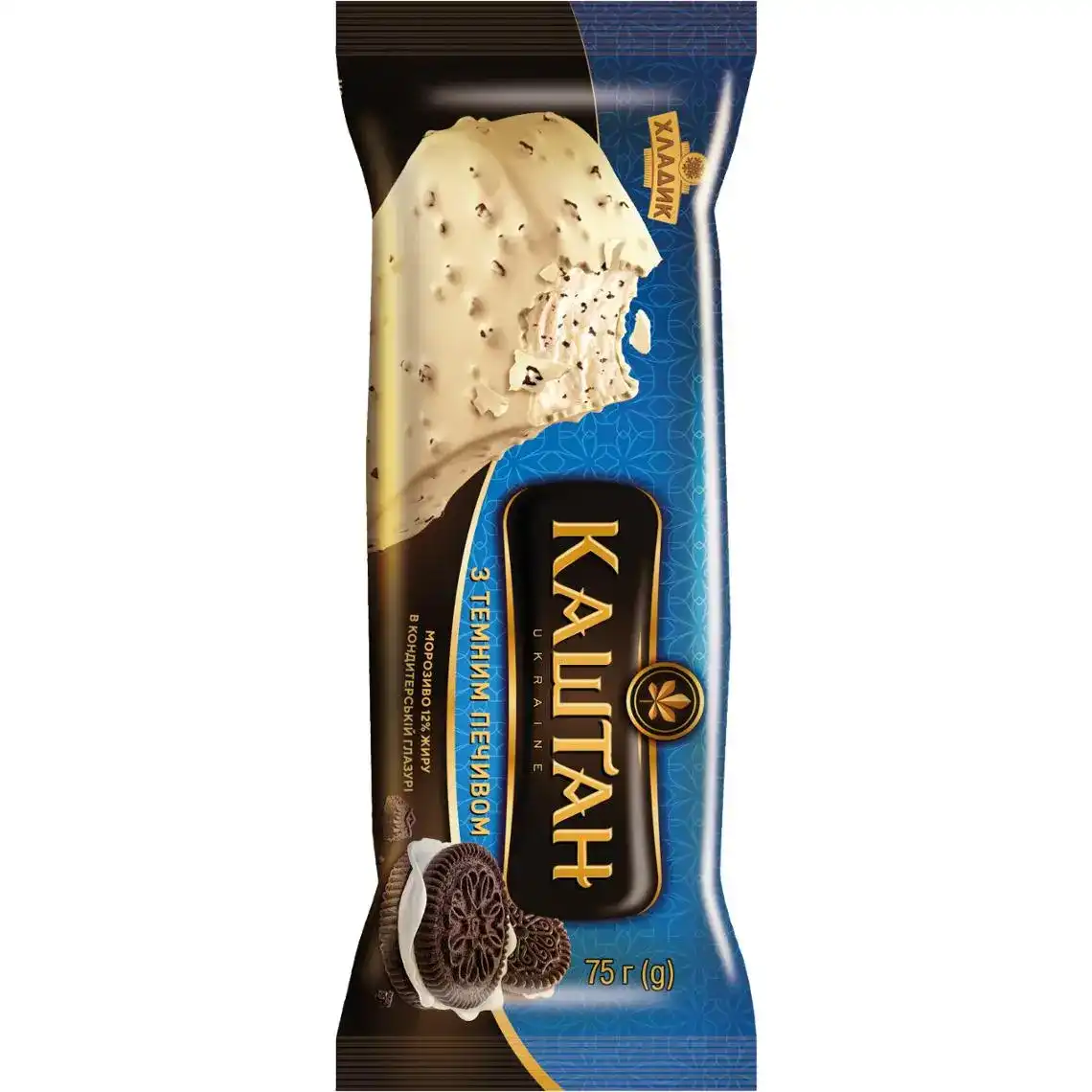 Фото 1 - Морозиво Хладик Каштан 12% з темним печивом 80 г