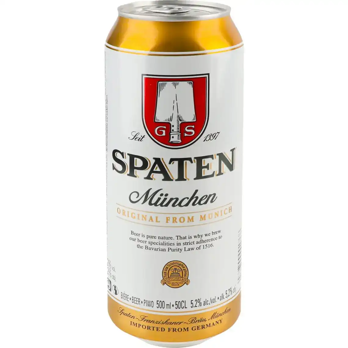 Пиво Spaten Hell Munchen світле фільтроване 5.2% 0.5 л