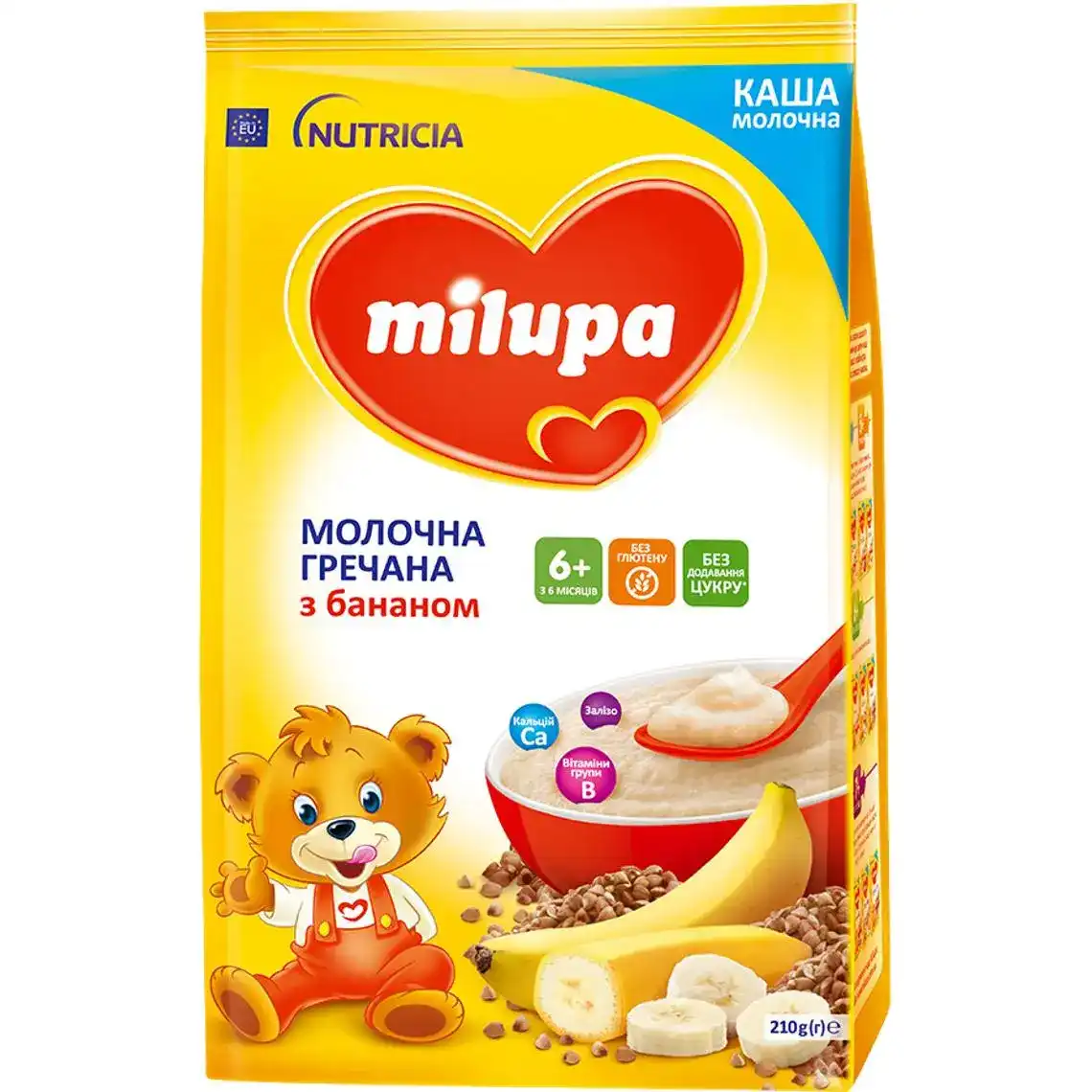 Дитяча каша Milupa молочна Гречана з бананом від 6-ти місяців, 210 г