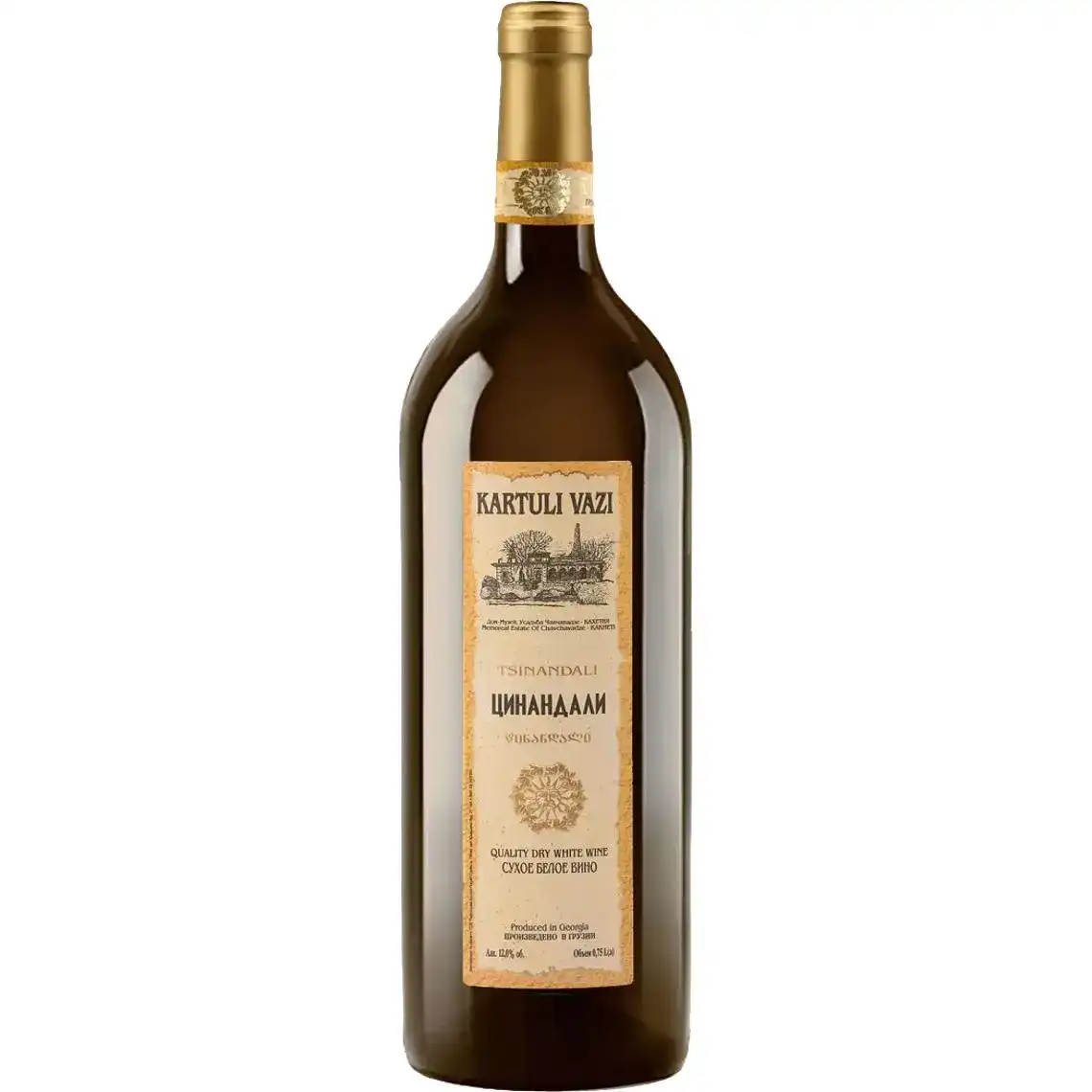 Вино Kartuli Vazi Цинандалі біле сухе 12% 1,5 л