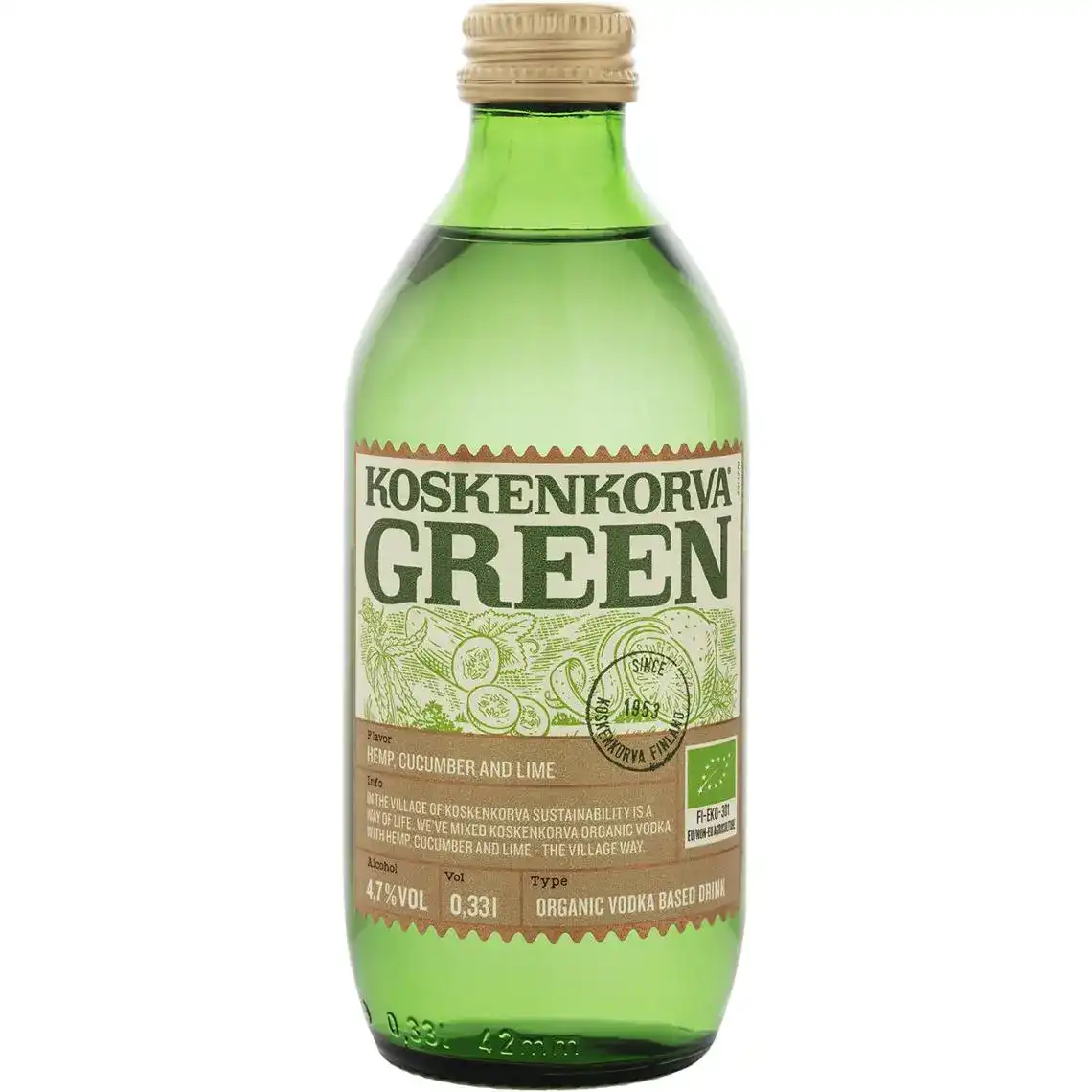 Напій слабоалкогольний Koskenkorva Green Cucumber Organic 0,33 л