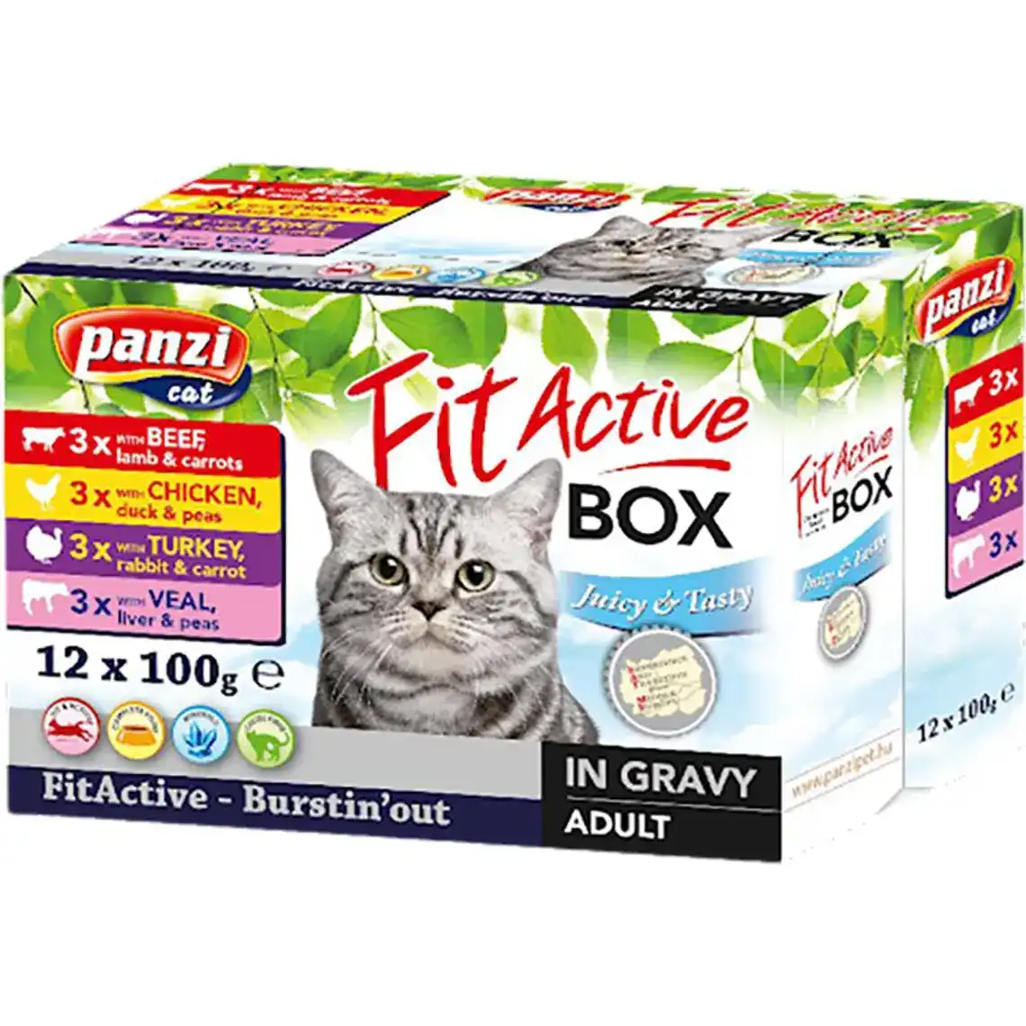 Упаковка вологого корму для кішок Panzi FitActive Cat Вox 12 шт по 100 г