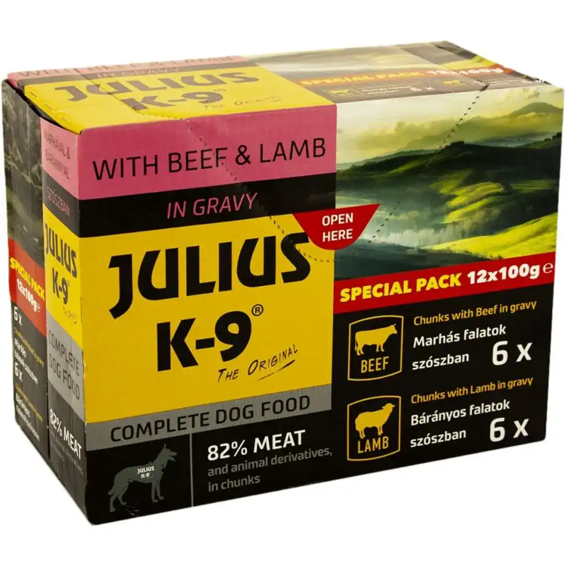 Вологий корм для собак вищої якості Julius-K9 Special Pack with Beef and Lamb 100 г х 12 шт