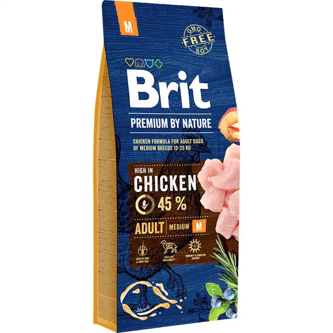 Сухий корм Brit Premium Adult M для дорослих собак середніх порід зі смаком курки 15 кг