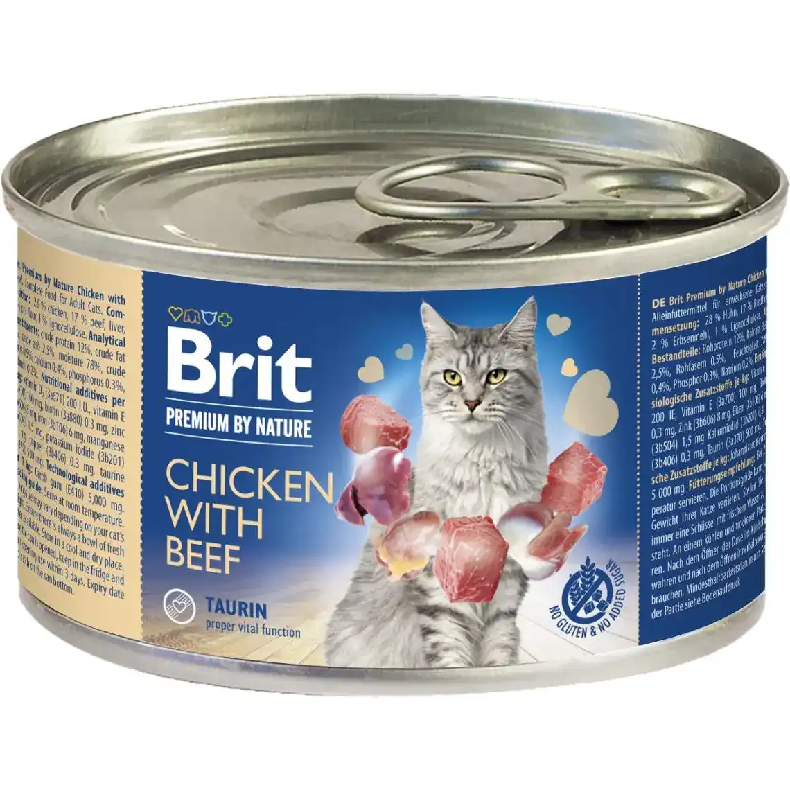Вологий корм для кішок Brit Premium by Nature Chicken with Beef з куркою і яловичиною 200 г