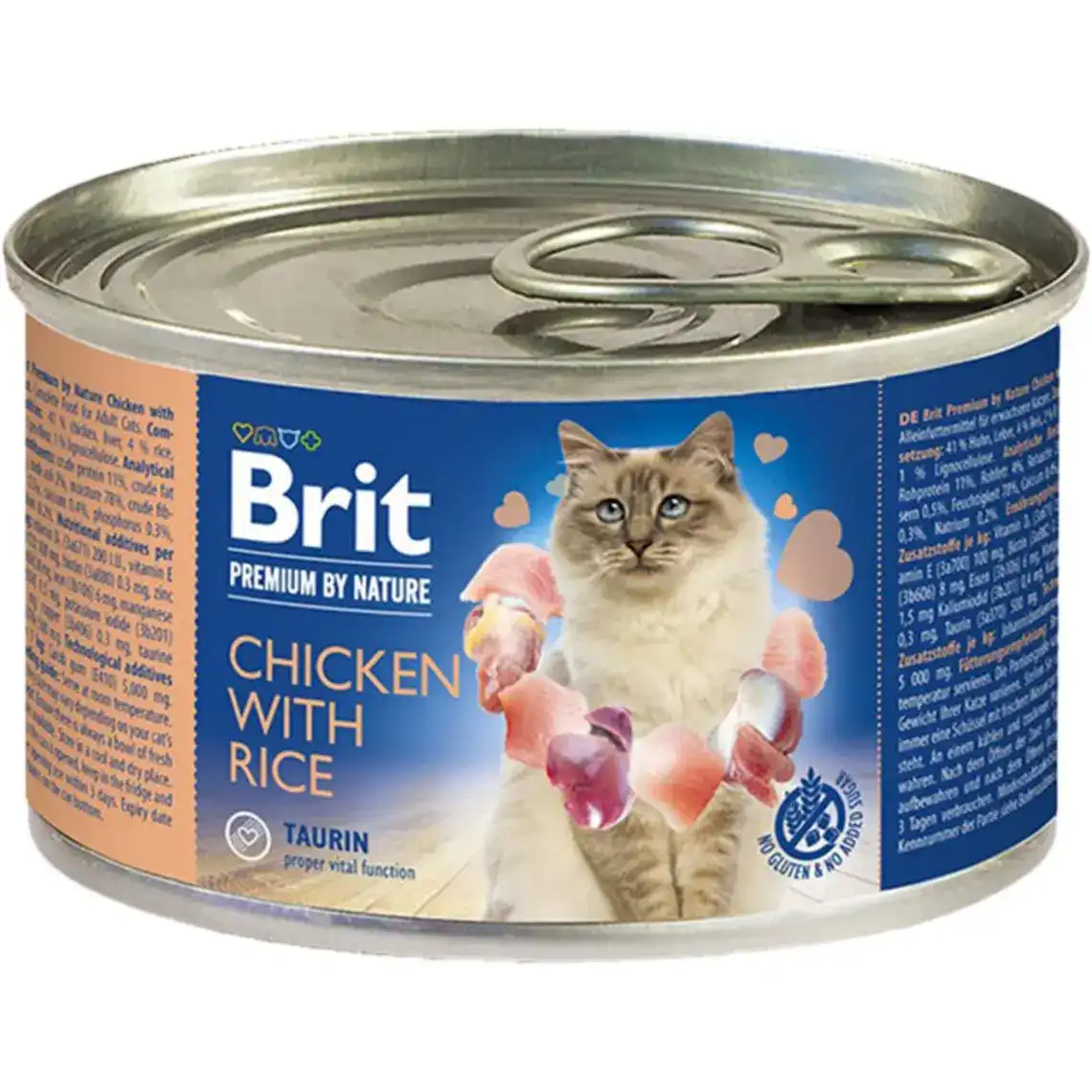 Вологий корм для кішок Brit Premium by Nature Chicken with Rice з куркою і рисом 200 г