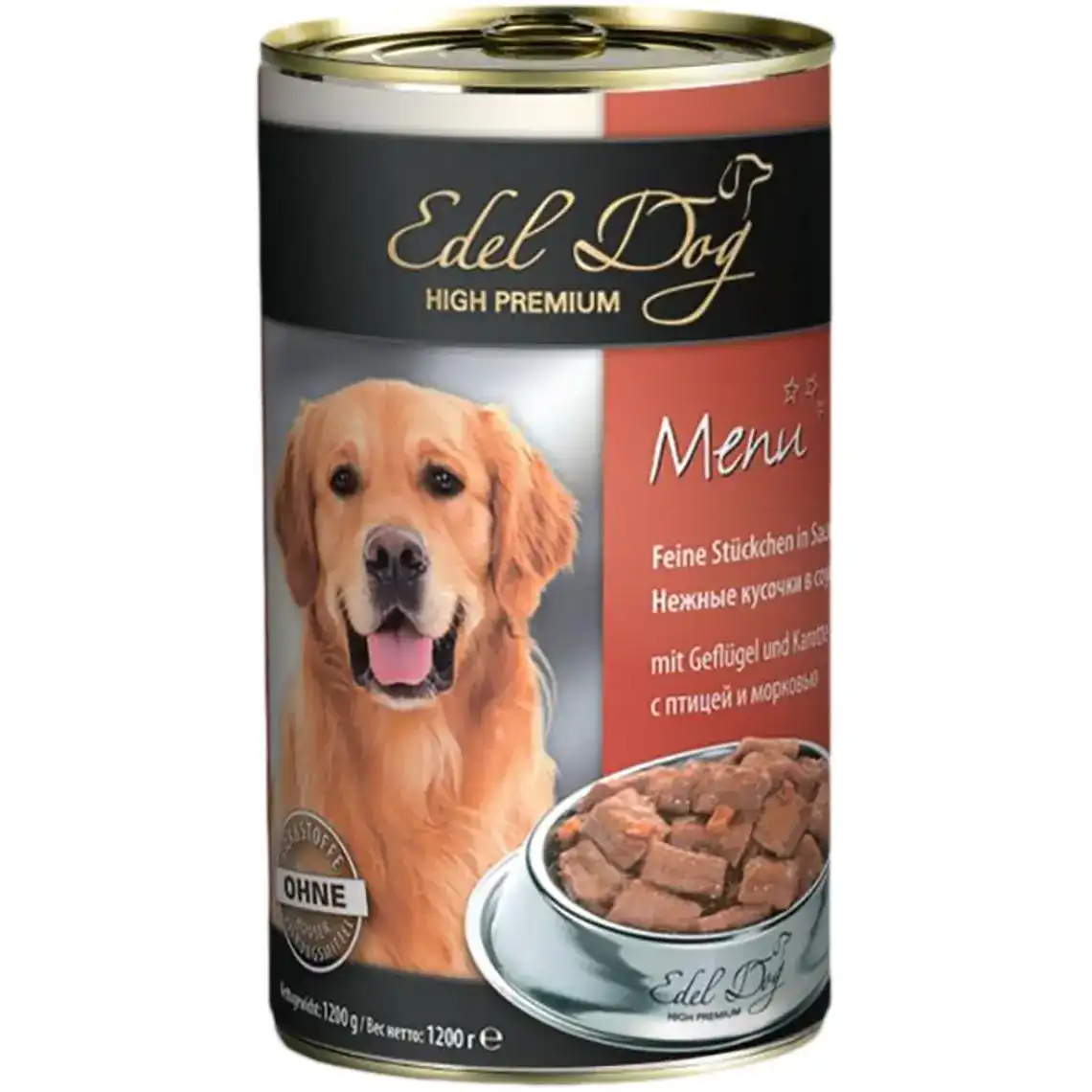 Вологий корм для собак Edel Dog з птицею і морквою 1.2 кг