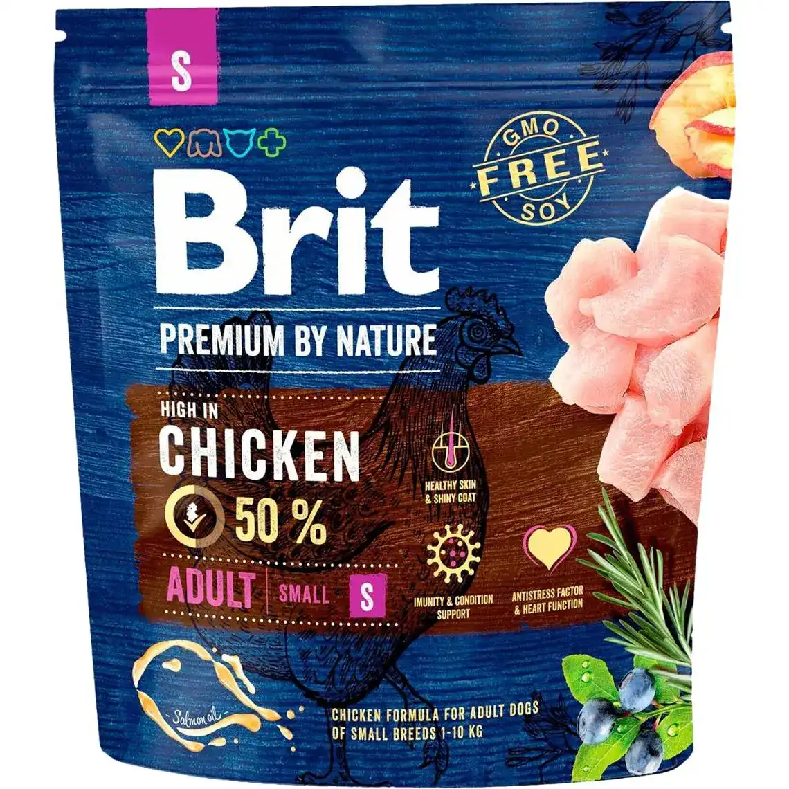 Сухий корм Brit Premium Adult S для дорослих собак дрібних порід зі смаком курки 1 кг