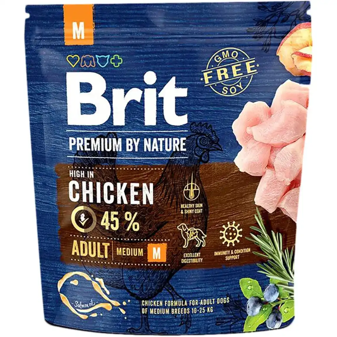 Сухий корм Brit Premium Adult M для дорослих собак середніх порід зі смаком курки 1 кг