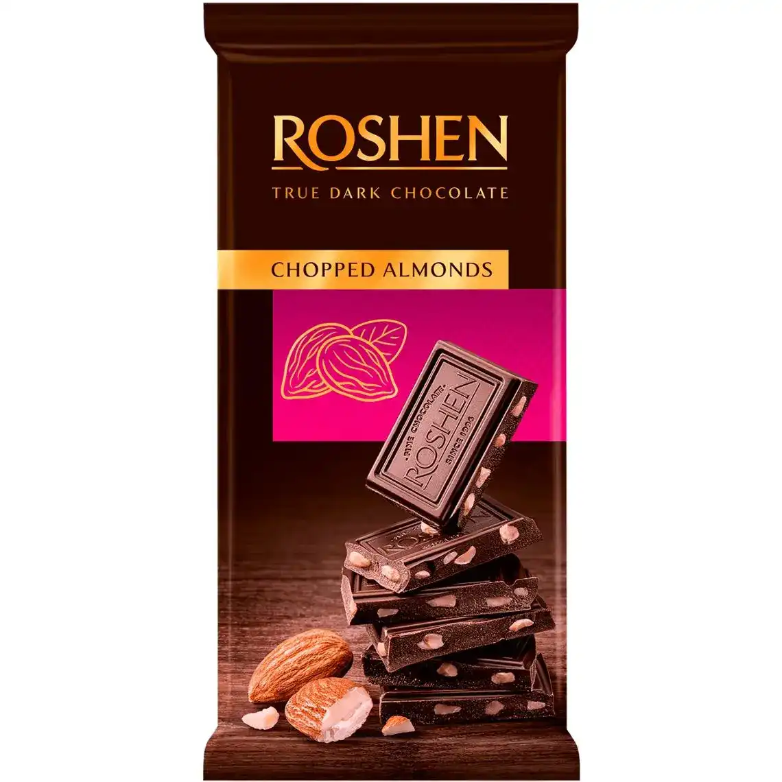 Шоколад Roshen чорний з підсоленим мигдалем 85 г