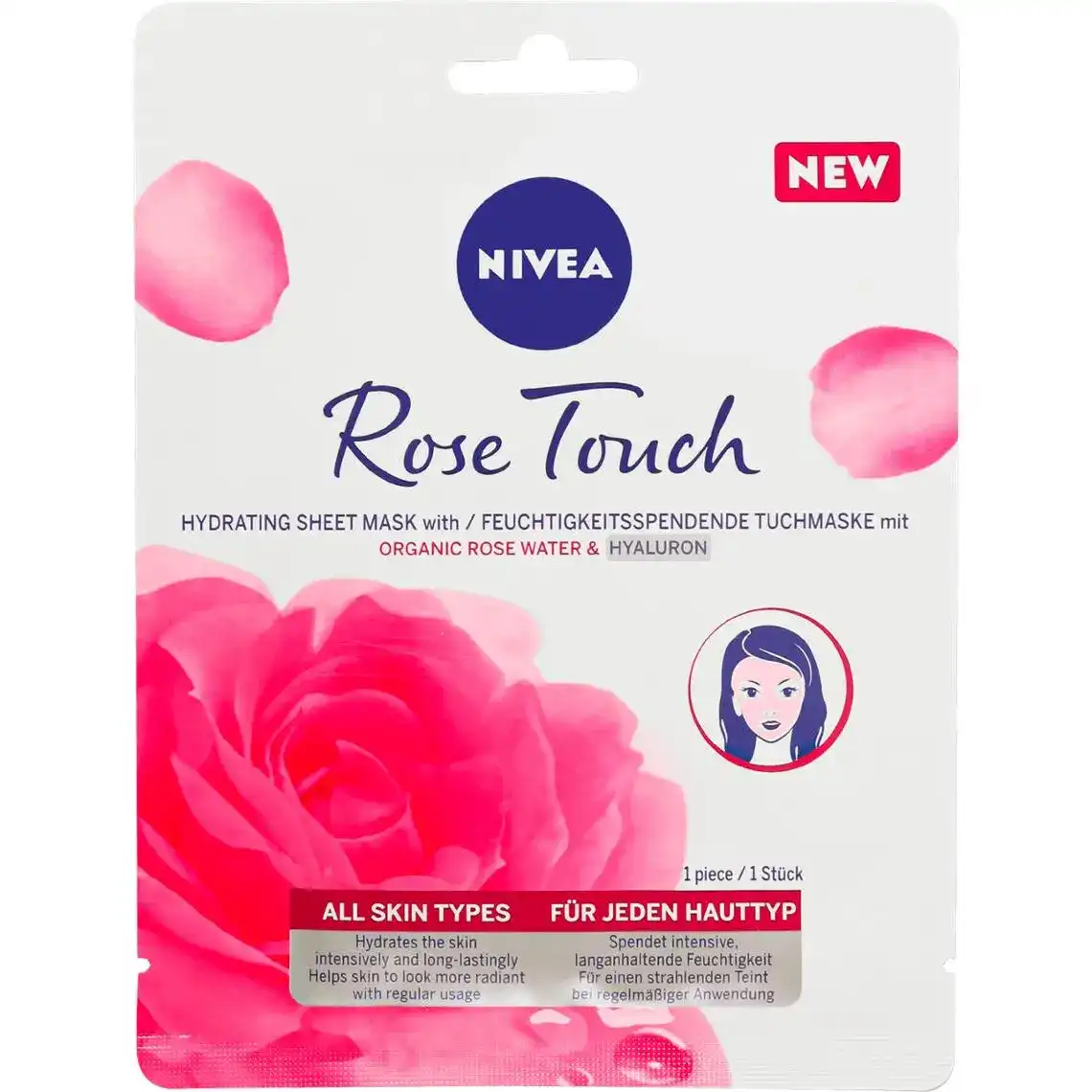 Маска для обличчя Nivea Organic Rose тканинна гіалуронова 1 шт