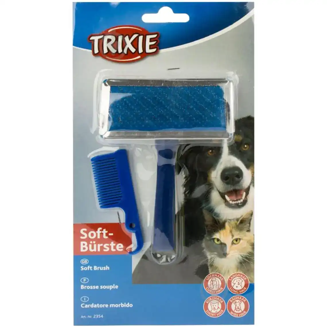 Пуходерка Trixie 2354 для собак з гребінцем 9 х 13 см