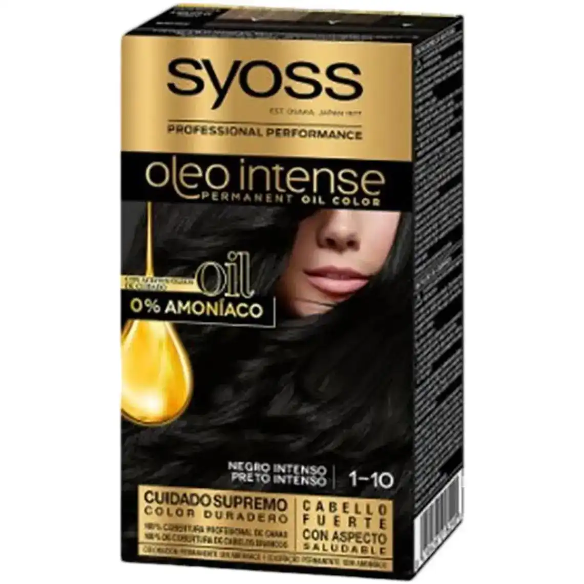 Безаміачна стійка фарба для волосся Syoss Oleo Intense з олією-активатором, 1-10 Глибокий чорний, 115 мл