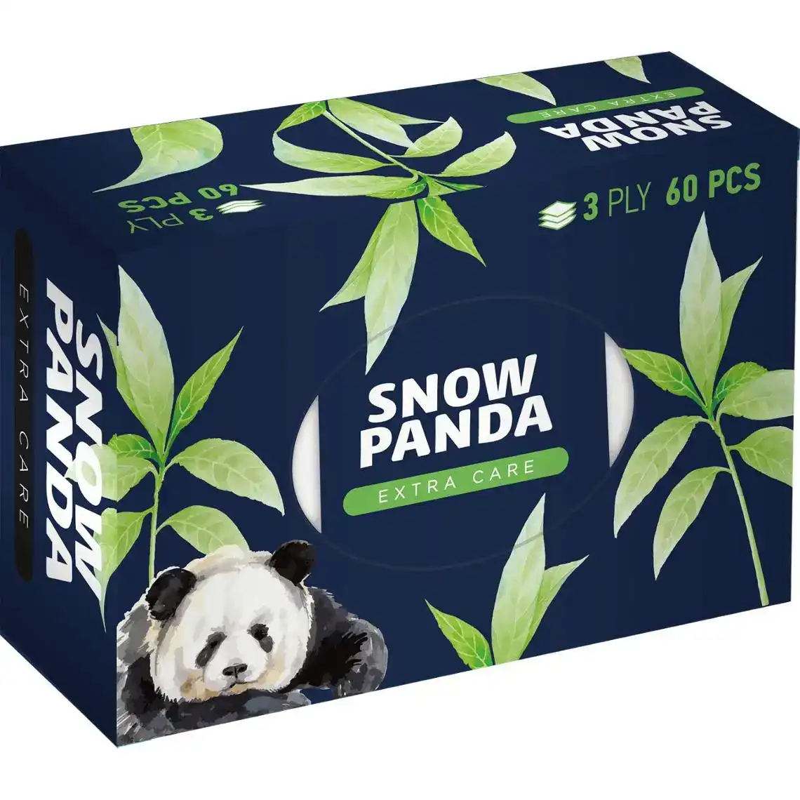 Серветки Снігова Панда Extra Care косметичні 3-шарові 60 шт.
