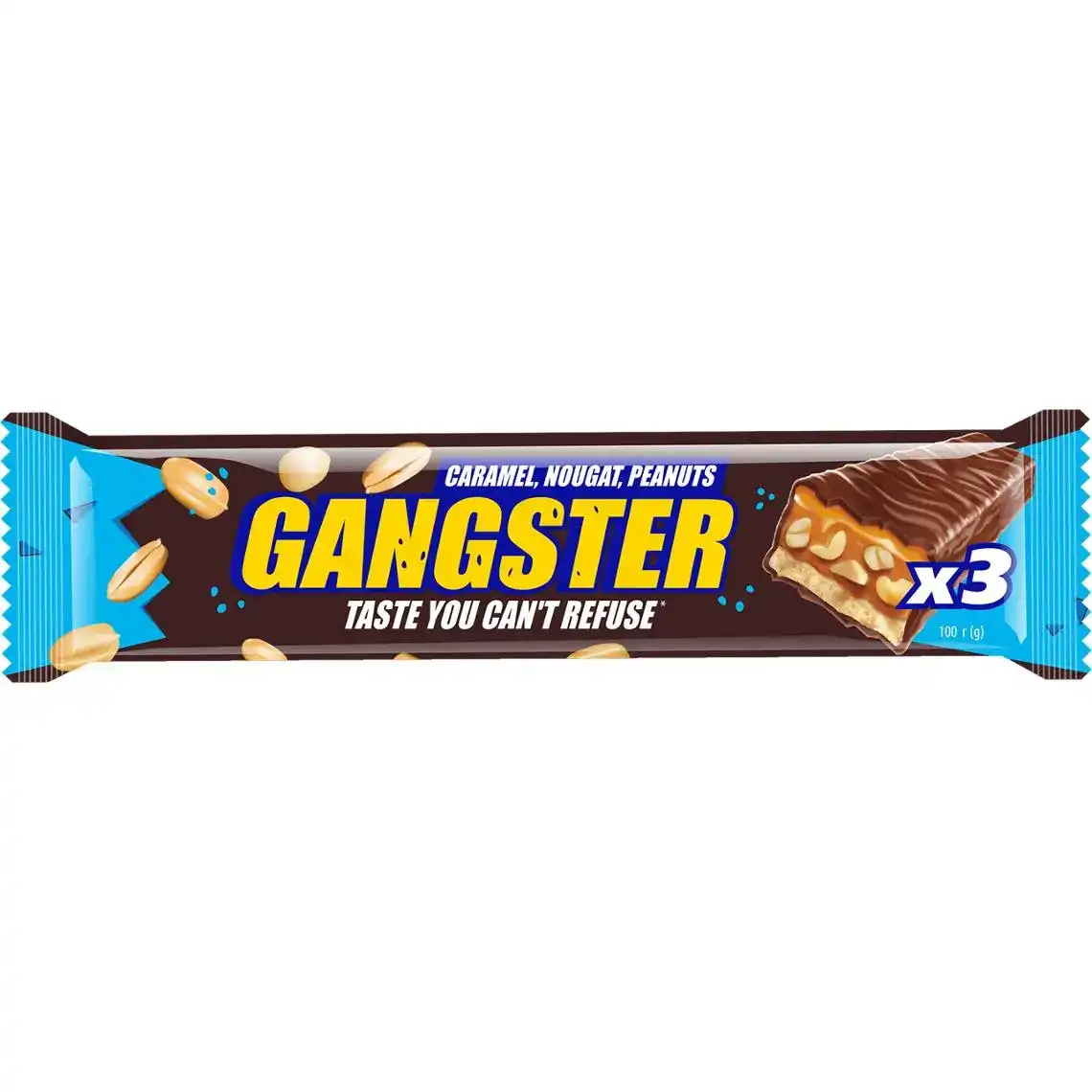 Фото 1 - Батончик Vale Gangster з арахісом, нугою та карамеллю глазурований 100 г
