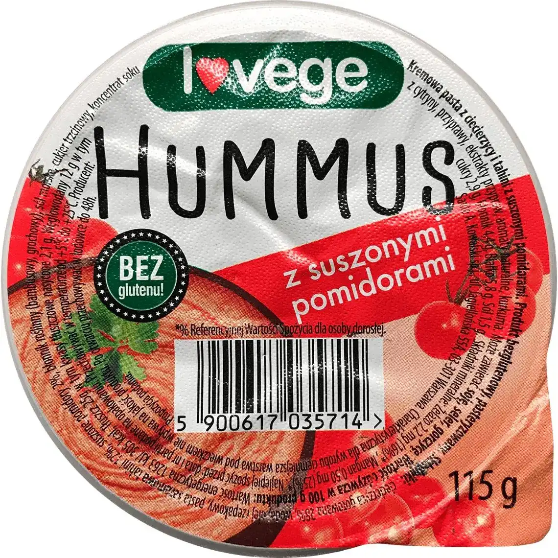 Хумус Lovege із сушеними томатами без глютену 115 г
