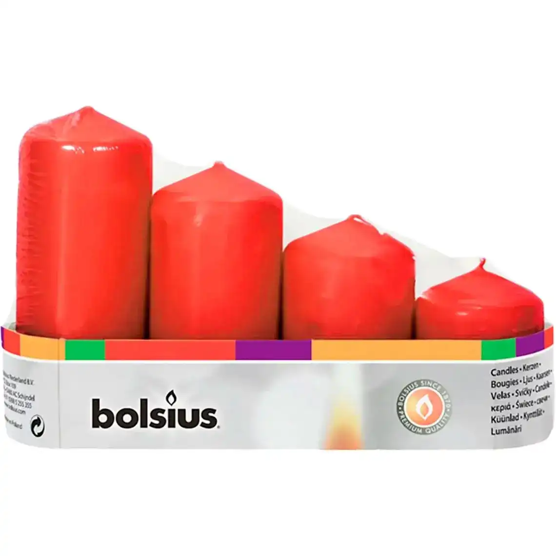 Набір свічок Bolsius стовпчики червоні 4 шт