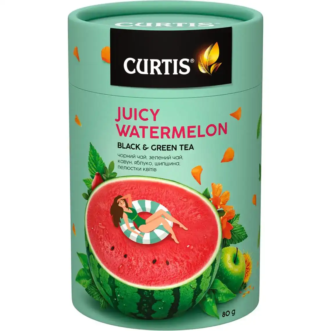 Чай Curtis Juicy Watermelon чорний та зелений мікс 80 г