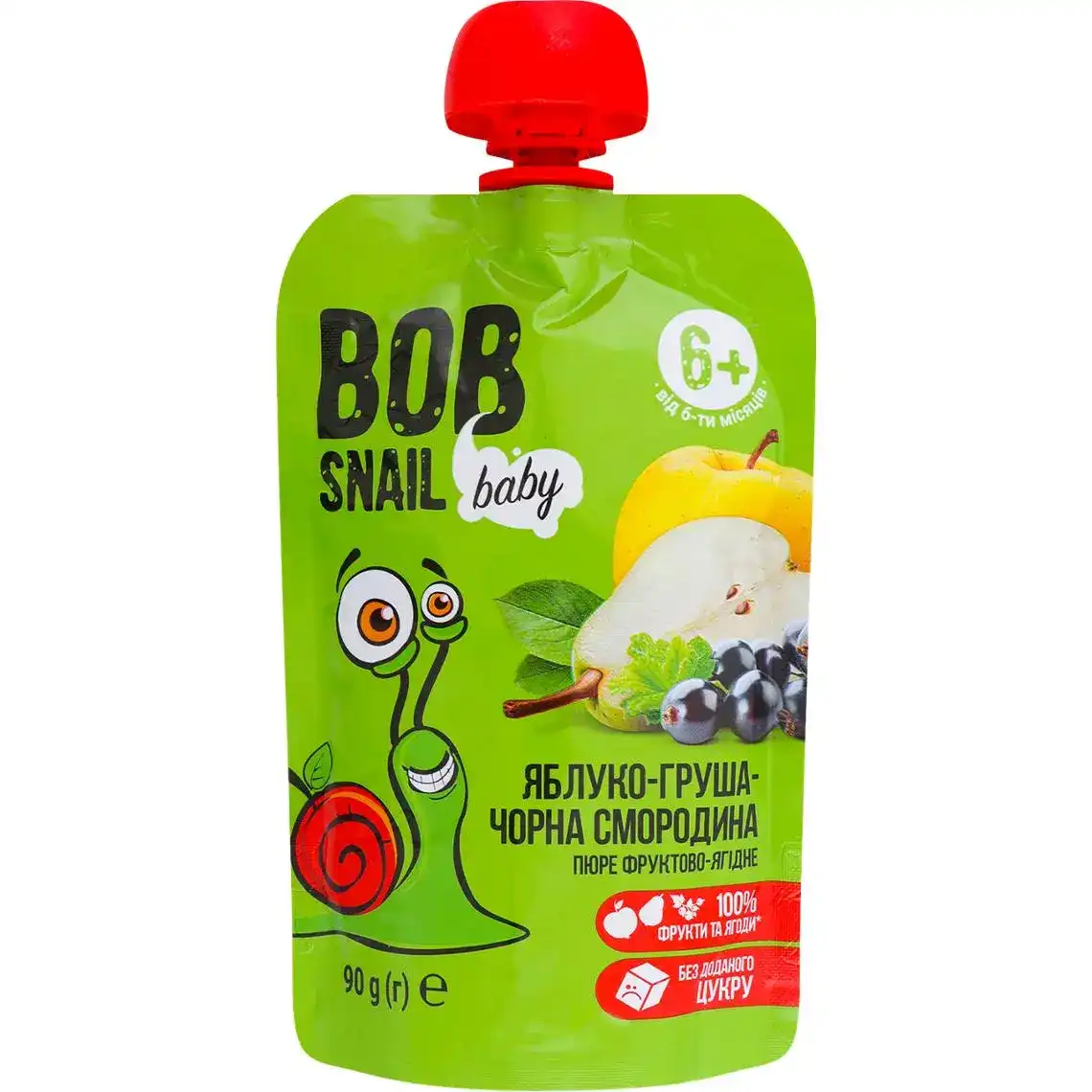 Пюре для дітей Bob Snail Baby Яблуко-Груша-Чорна Смородина від 6 місяців 90 г
