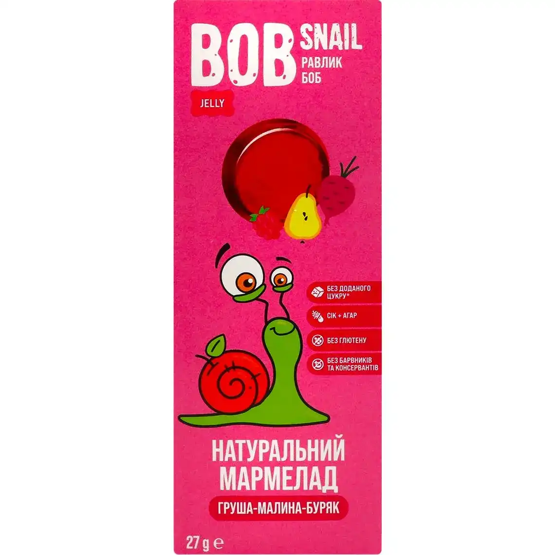 Мармелад Bob Snail натуральний Грушево-малиново-буряковий 27 г