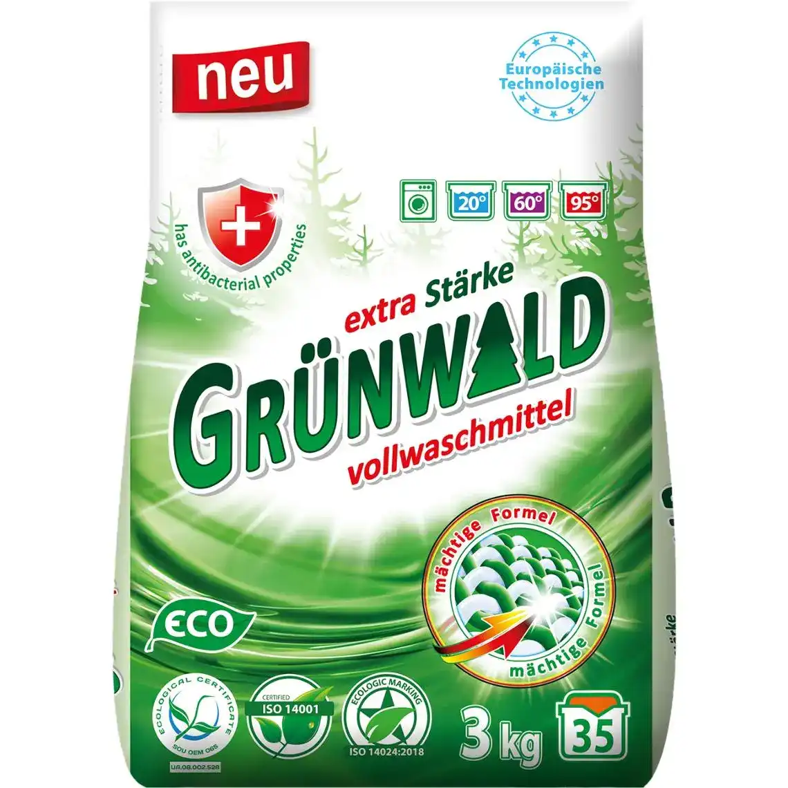 Фото 1 - Пральний порошок Grunwald Гірська свіжість універсальний 3 кг