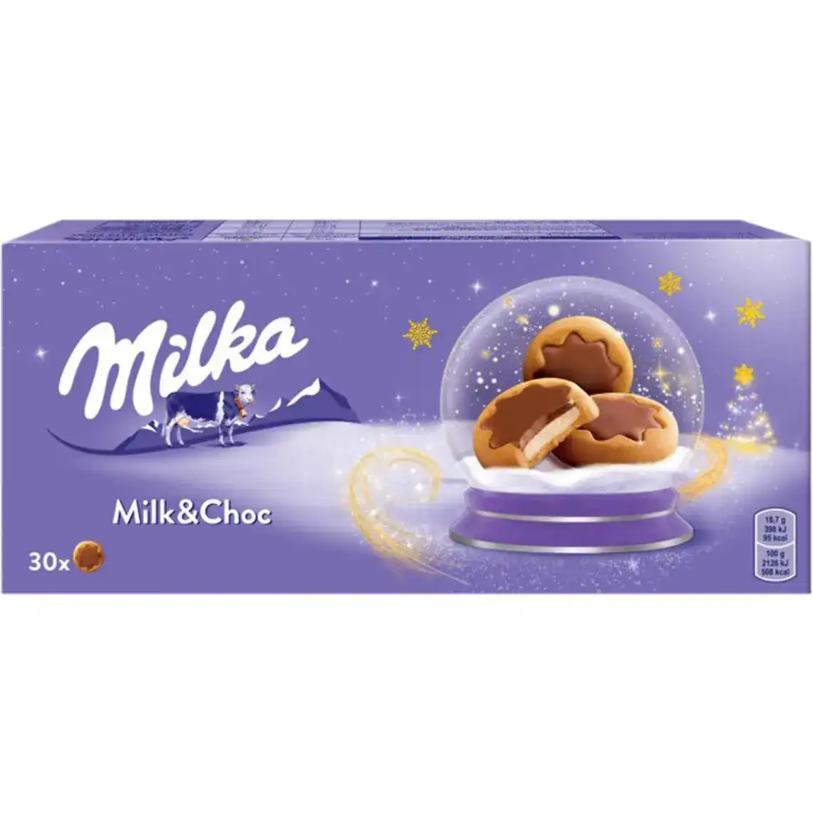 Печиво Milka Milk&Сhoc з молочною начинкою частково вкрите молочним шоколадом 150 г