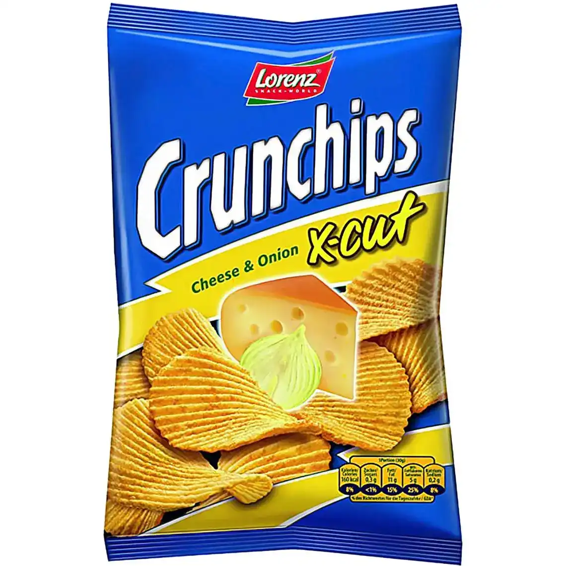 Чіпси Lorenz Crunchips X-Cut зі смаком сиру та цибулі хвилясті 75 г