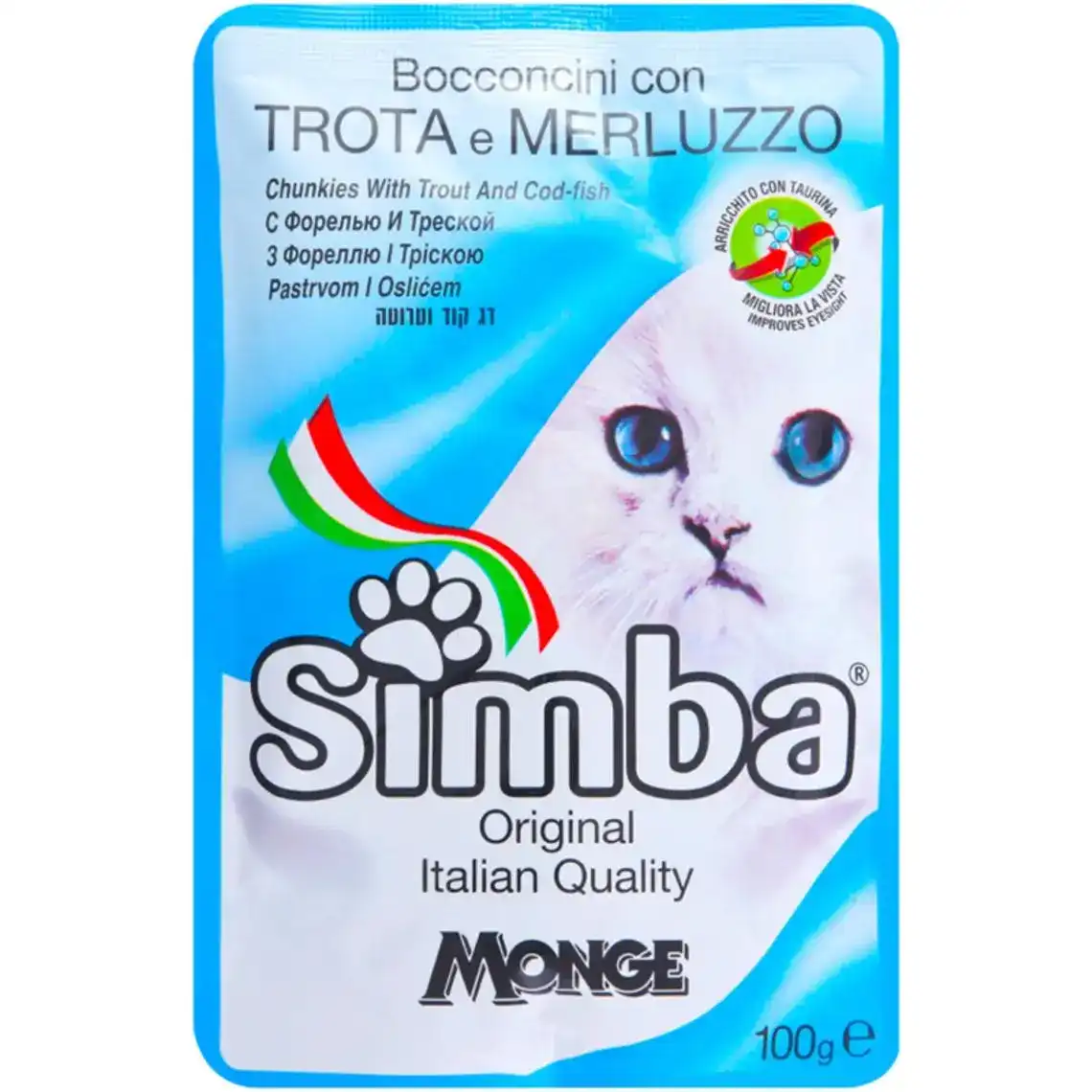 Корм Monge Simba для котів з фореллю та тріскою вологий 100 г