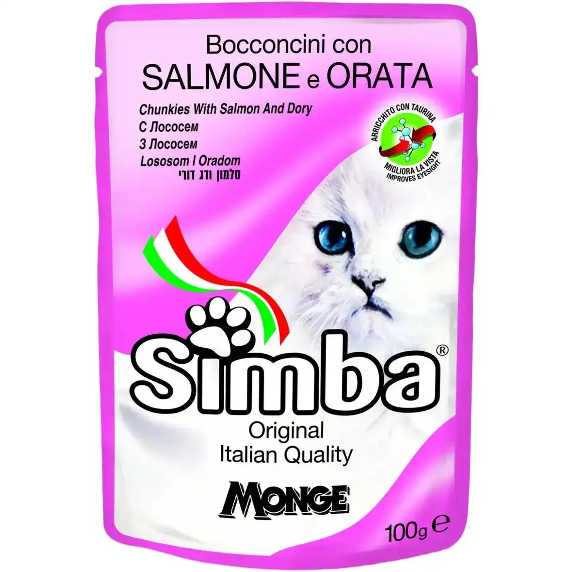 Корм Monge Simba для котів з лососем та дорі вологий 100 г
