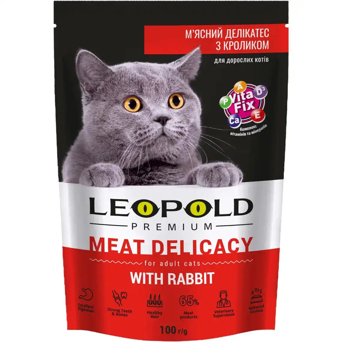 Корм Леопольд Premium для котів із кроликом вологий 100 г