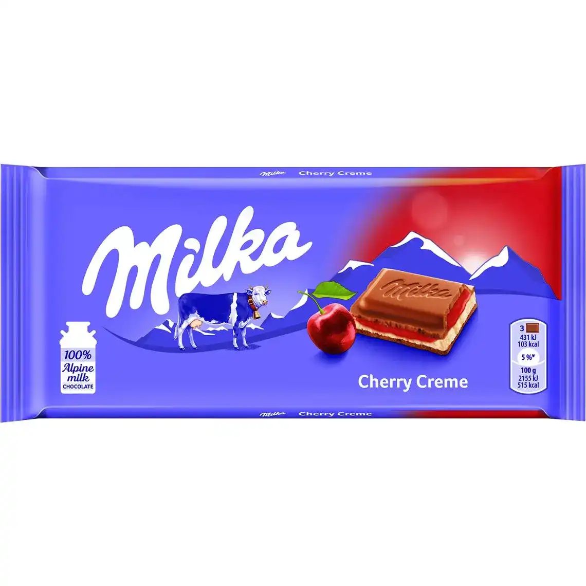 Шоколад Milka молочний Вишня та крем 100 г