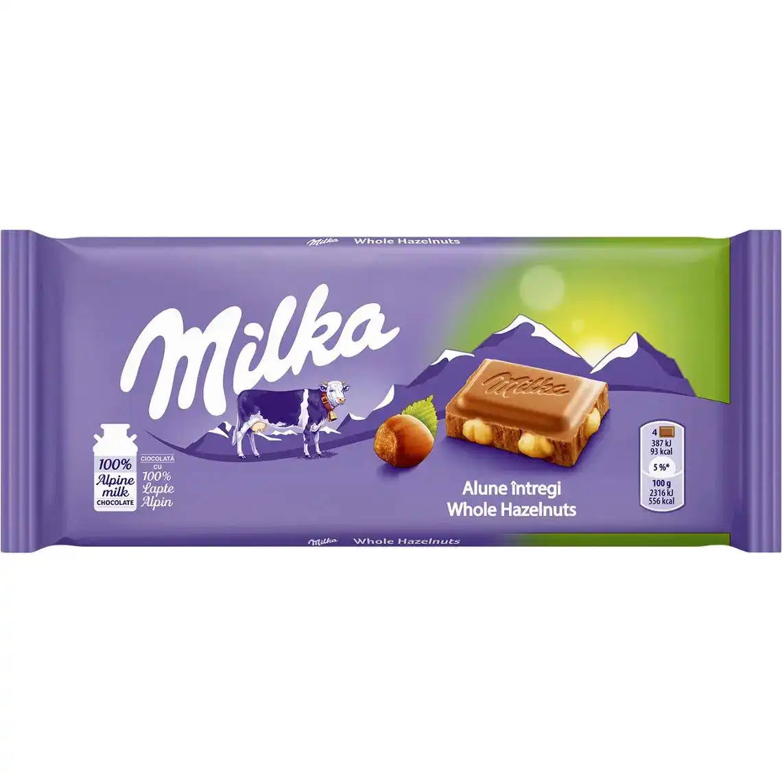 Шоколад Milka молочний з цілим лісовим горіхом 100 г