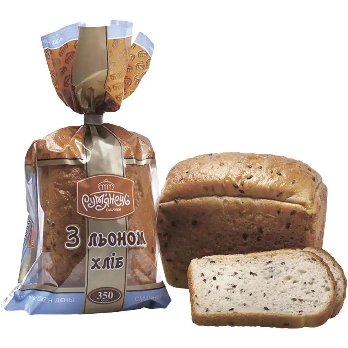Хліб Рум’янець Заварний з льоном нарізний 350 г