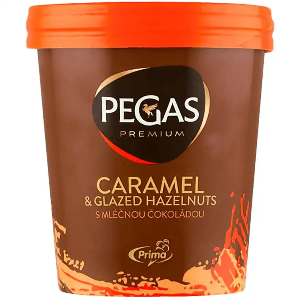Морозиво вершкове Prima Pegas Premium зі шматочками лісового горіха та карамеллю 390 г