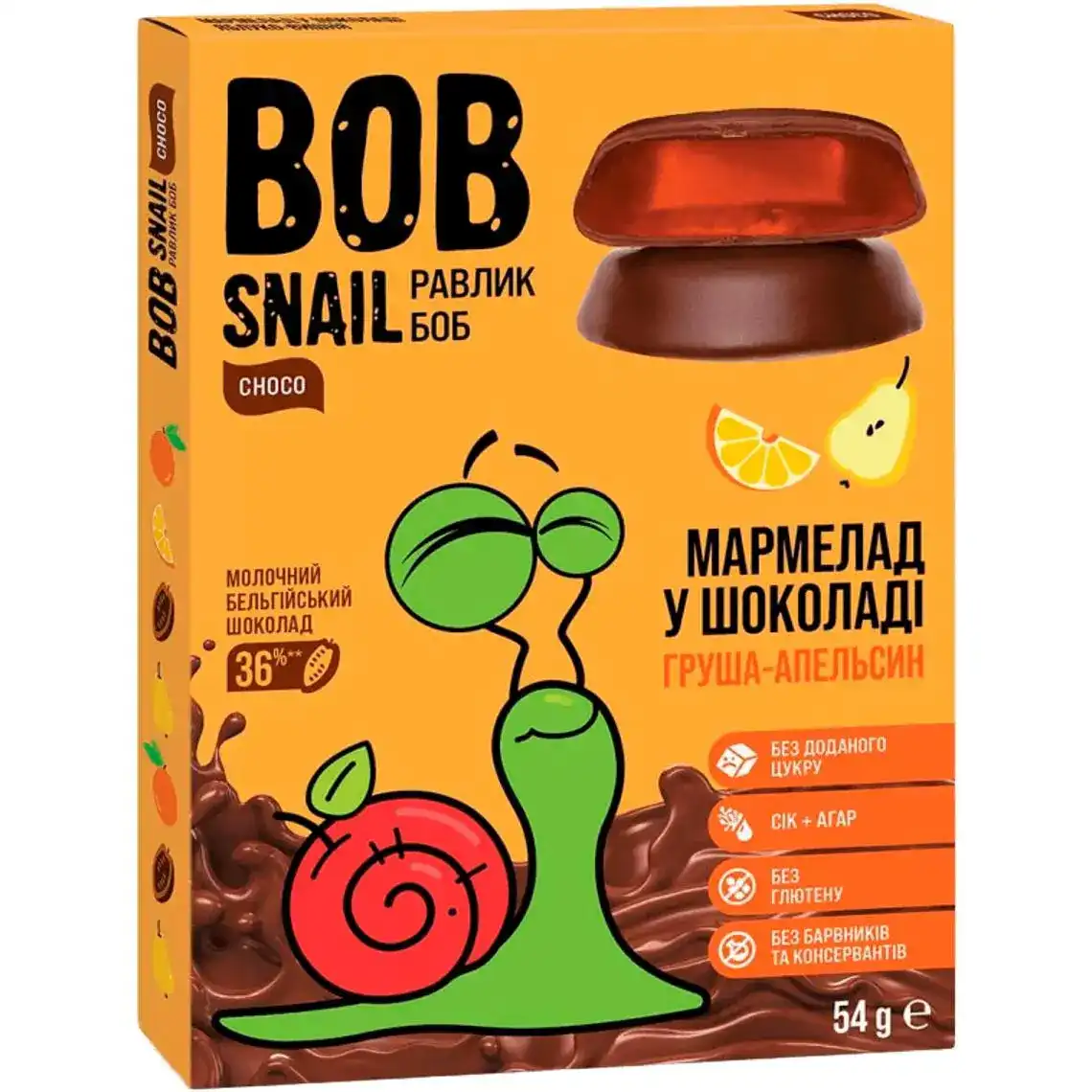 Мармелад Bob Snail Груша-апельсин в молочном шоколаде 54 г