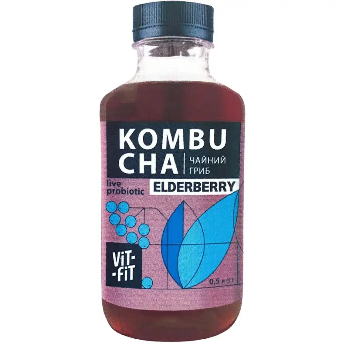 Напій Vit-Fit Kombucha Elderberry фільтрований непастеризований 0.5 л