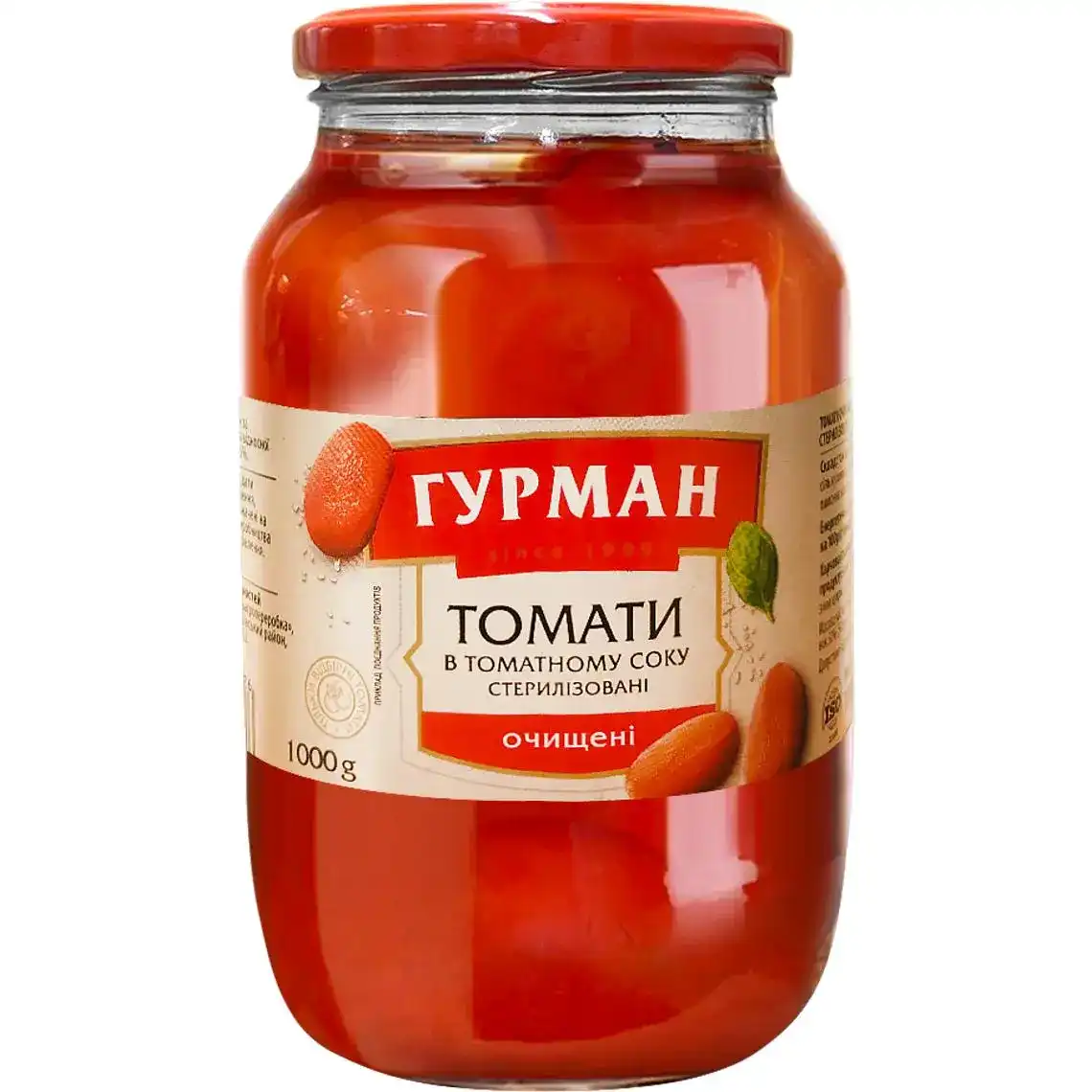 Томати Гурман очищені в томатному соку 1000 г
