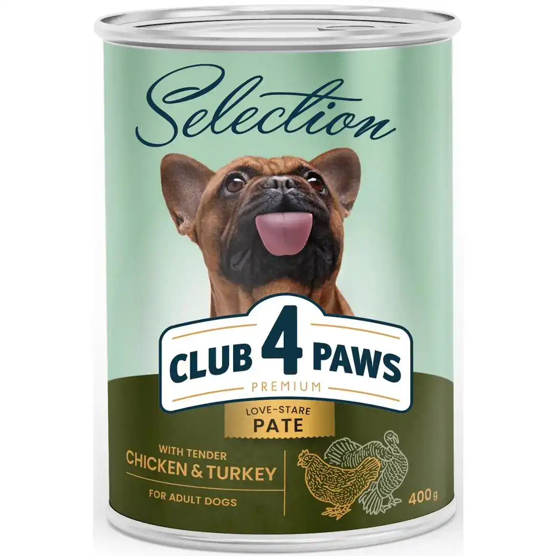 Консерва для собак Club 4 Paws Premium Selection паштет з куркою і індичкою 400 г