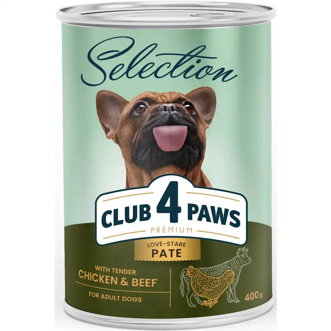 Консерва для собак Club 4 Paws Premium Selection паштет з куркою і яловичиною 400 г
