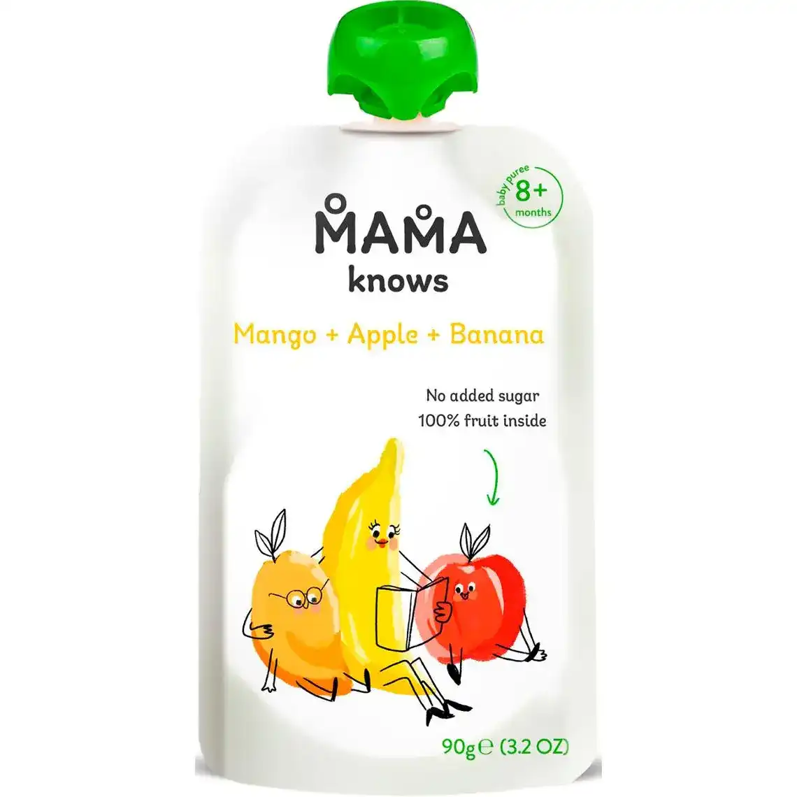 Пюре Mama knows з манго і яблук та бананів для дітей від 8-ми місяців 90 г