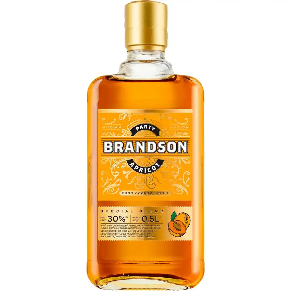 Бренді Brandson Apricot особливий ординарний 36% 0.5 л