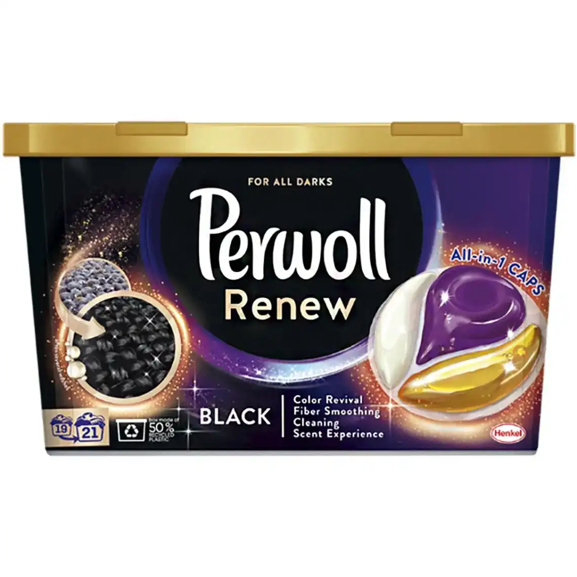 Фото 1 - Гель-капсули для прання Perwoll Renew Black для темних та чорних речей 21 шт